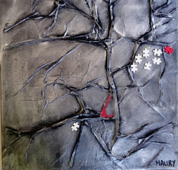 Œuvre contemporaine nommée « METALIK ARGENT 1 », Réalisée par MIREILLE MAURY