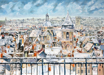 Œuvre contemporaine nommée « Les toits de Dieppe », Réalisée par HUGHES DE LA TAILLE