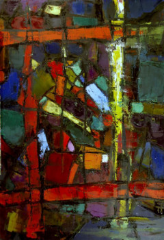 Œuvre contemporaine nommée « Vitrail-Vieille lumière-(15-60) », Réalisée par THIERRY FAURE