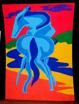 Œuvre contemporaine nommée « Hommage au blaue reiter », Réalisée par KAREN CHESSMAN