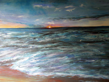 Œuvre contemporaine nommée « Soleil couchant, Berck sur Mer, côte atlantique », Réalisée par NADIA VIGUIER