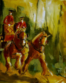 Œuvre contemporaine nommée « Cheval-Attelage sous bois », Réalisée par THIERRY FAURE