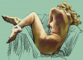 Œuvre contemporaine nommée « Nu -numérique-2-(paint-tool-SA.) », Réalisée par ARNOULD -
