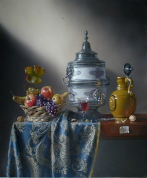 Œuvre contemporaine nommée « Fontaine, fruits d'automne, pichet & casse-noix », Réalisée par RASèR