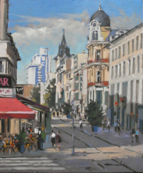 Œuvre contemporaine nommée « Rue Saint Georges à Nancy (huile sur toile 55 x46) », Réalisée par ARNOULD -