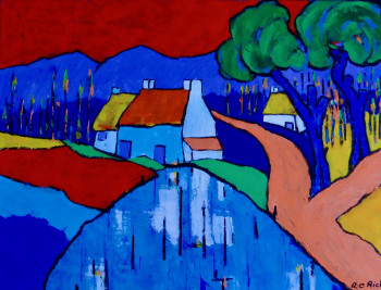 Œuvre contemporaine nommée « Au bord de l'étang », Réalisée par ALAIN-CHARLES RICHER