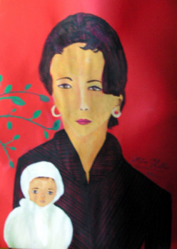 Œuvre contemporaine nommée « Ma mère et moi dans ses bras. », Réalisée par MITRA SHAHKAR