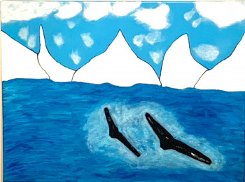 Œuvre contemporaine nommée « Baleines en Antarctiques », Réalisée par JACK GOMEZ