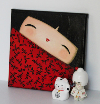 Œuvre contemporaine nommée « Aiko, kimono libellules », Réalisée par MYRIAM LAKRAA (EI)