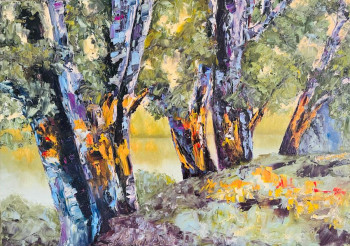 Œuvre contemporaine nommée « Arbres au bord d'un lac », Réalisée par NADYA RIGAILL