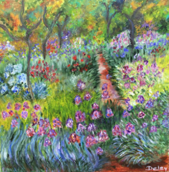 Œuvre contemporaine nommée « Le jardin d iris d après Claude Monet », Réalisée par PATRICIA DELEY