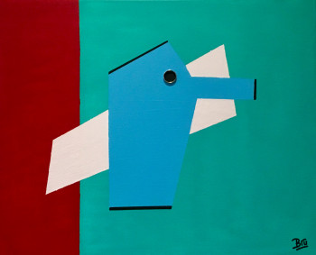 Œuvre contemporaine nommée « oiseau bleu », Réalisée par BRU