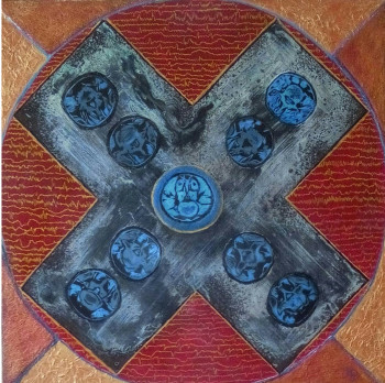 Œuvre contemporaine nommée « La croix bleue », Réalisée par MAJO MARCHAND