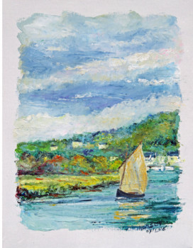 Œuvre contemporaine nommée « Port Launay la descente de l'Aulne », Réalisée par MICHEL HAMELIN