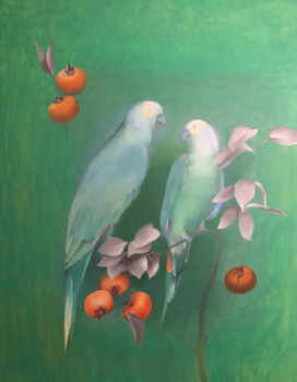 Œuvre contemporaine nommée « Les perroquets verts », Réalisée par MARTHE BRILMAN