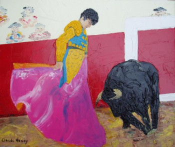 Œuvre contemporaine nommée « Face au taureau », Réalisée par CLAUDE NAUDY
