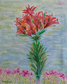 Œuvre contemporaine nommée « Fleurs de lis sur la fenêtre », Réalisée par KOZAR