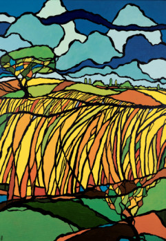 Œuvre contemporaine nommée « coup de vent sur les blés », Réalisée par Lô
