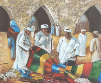 Œuvre contemporaine nommée « Marchand de tapis au Maroc 1 », Réalisée par PATRICK LEMIERE