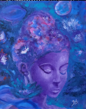 Œuvre contemporaine nommée « Femme inspiration bouddhiste 2 », Réalisée par BRIGI'ART