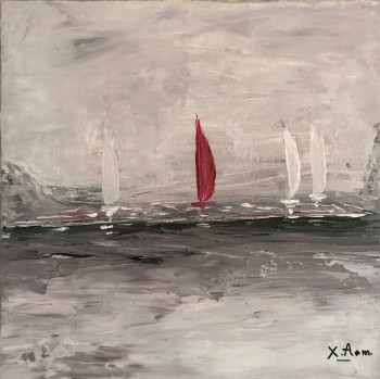 Œuvre contemporaine nommée « Voile rouge », Réalisée par XAM