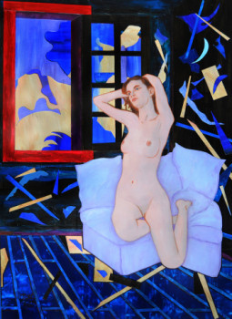 Œuvre contemporaine nommée « Anaïs dans la chambre bleue », Réalisée par MICHEL BOETTCHER