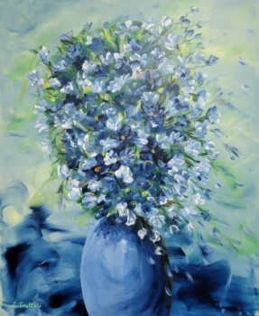 Œuvre contemporaine nommée « Souffle de Mistral sur  les Delphiniums », Réalisée par TROTTOLI