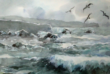 Œuvre contemporaine nommée « Vent d'hiver sur le rivage (24-007) », Réalisée par JACQUELINE PELON