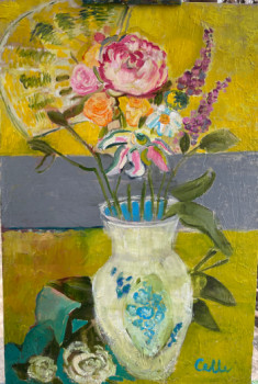 Œuvre contemporaine nommée « Pot de fleurs avec eventail », Réalisée par EMANUELA CELLEGHIN