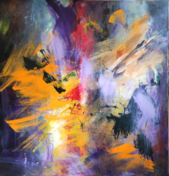 Œuvre contemporaine nommée « Abstraction en couleurs vives », Réalisée par FLORE.M