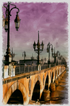 Œuvre contemporaine nommée « le pont de pierre à bordeaux », Réalisée par DOMINIQUE DULOT DIGITAL