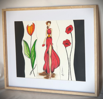 Œuvre contemporaine nommée « Parmi les fleurs », Réalisée par LYDIE COURBIER