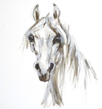 Œuvre contemporaine nommée « Charakterkopf eines Arabischen Hengstes », Réalisée par HORST LUDWIG "ALKUHL"