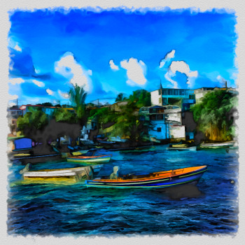 Œuvre contemporaine nommée « la Martinique », Réalisée par DOMINIQUE DULOT DIGITAL