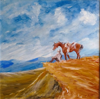 Œuvre contemporaine nommée « Weite Gedanken am Horizont », Réalisée par HORST LUDWIG "ALKUHL"