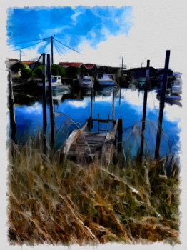 Œuvre contemporaine nommée « le port de guigna mestras », Réalisée par DOMINIQUE DULOT DIGITAL