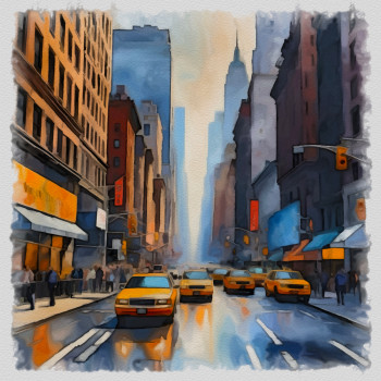Œuvre contemporaine nommée « New York Manhattan 7th av », Réalisée par DOMINIQUE DULOT DIGITAL