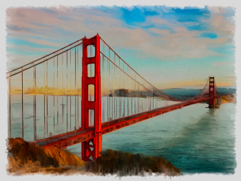 Œuvre contemporaine nommée « golden gate san Fransisco », Réalisée par DOMINIQUE DULOT DIGITAL