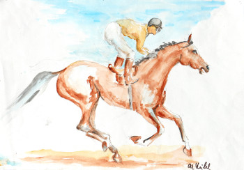 Œuvre contemporaine nommée « Jockey im Ausgalopp », Réalisée par HORST LUDWIG "ALKUHL"