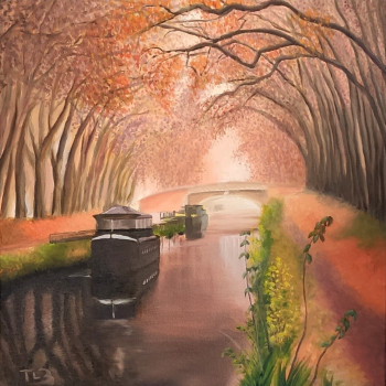 Œuvre contemporaine nommée « Canal de Brienne dans la brume », Réalisée par THIERRY LE BOULANGER