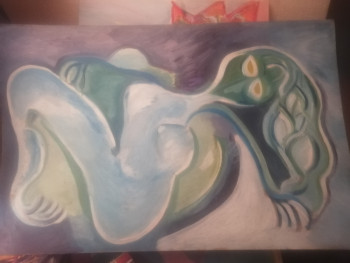 Œuvre contemporaine nommée « Dame bleue », Réalisée par KRIS RIGA
