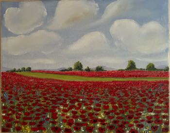 Œuvre contemporaine nommée « Champs de coquelicots », Réalisée par TATIANA LASHCHENKOVA