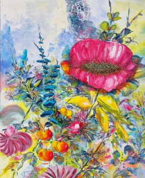 Œuvre contemporaine nommée « Senteurs de mon jardin », Réalisée par RACHEL