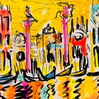 Œuvre contemporaine nommée « Venise’s holidays 1 », Réalisée par PAUGAM PAUGAM DANIEL