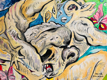Œuvre contemporaine nommée « Le porteur de planète », Réalisée par PAUGAM PAUGAM DANIEL