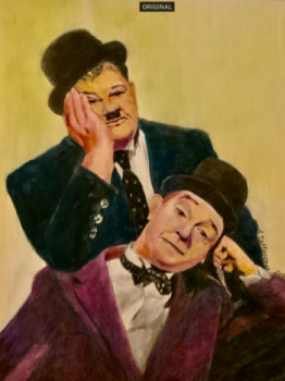 Œuvre contemporaine nommée « Pause pour Stan et Oliver », Réalisée par JACQUES TAFFOREAU
