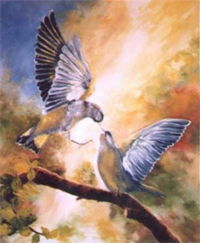 Œuvre contemporaine nommée « Amours d'oiseaux », Réalisée par GéRALDINE STREICHERT