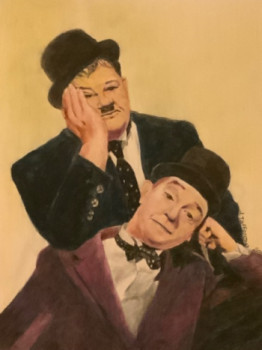 Œuvre contemporaine nommée « Pause pour Stan et Oliver », Réalisée par JACQUES TAFFOREAU