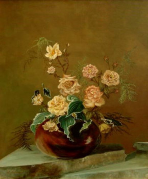 Œuvre contemporaine nommée « Bouquet de roses », Réalisée par LILIANE LIEBENOW