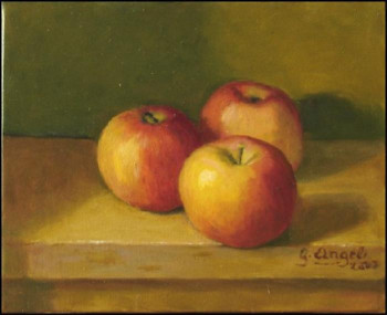 Œuvre contemporaine nommée « trois pommes », Réalisée par GUERINO ANGELI